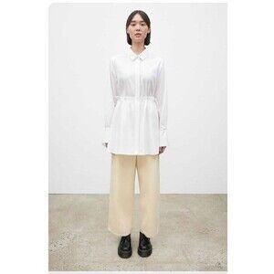 NWT New Kowtow Ellis Dress Shirt  100% Organic Cotton White Womens Size Small